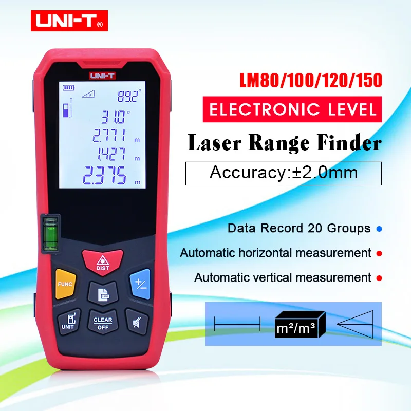 

UNI-T Electronic Level Laser Distance Meter Handheld Measure Laser Range Finder Millimeter Accuracy LM80/LM100/LM120/LM150