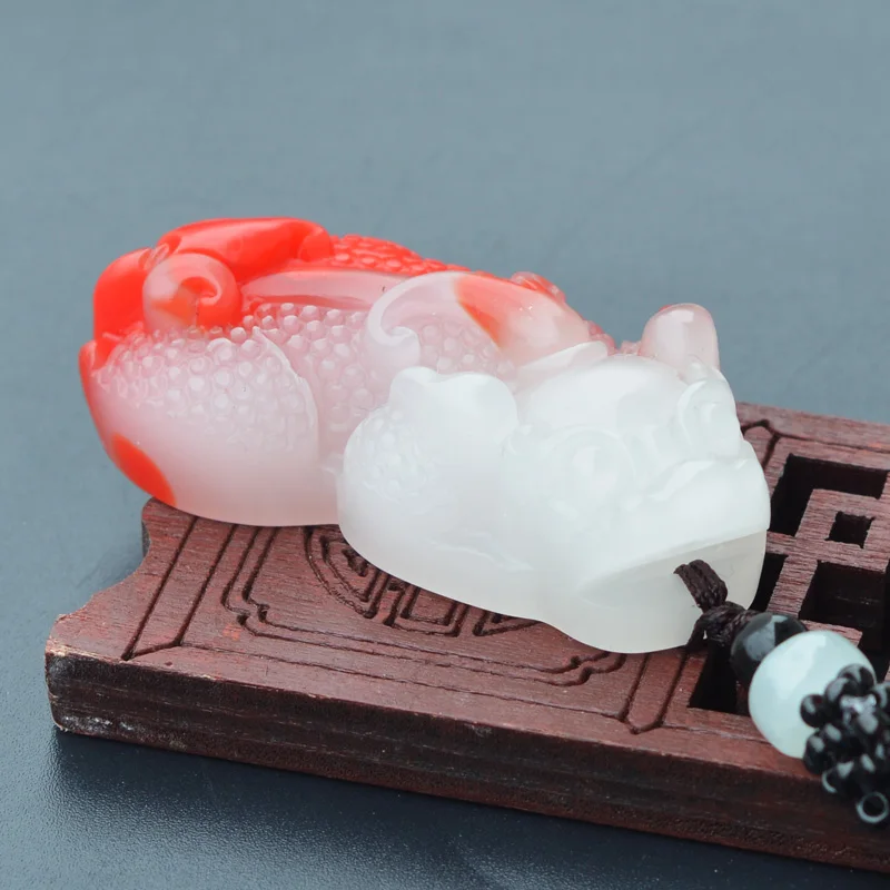 Натуральный зеленый Nephrite резной двойной Pi Xiu Храбрый кулон на удачу ожерелье