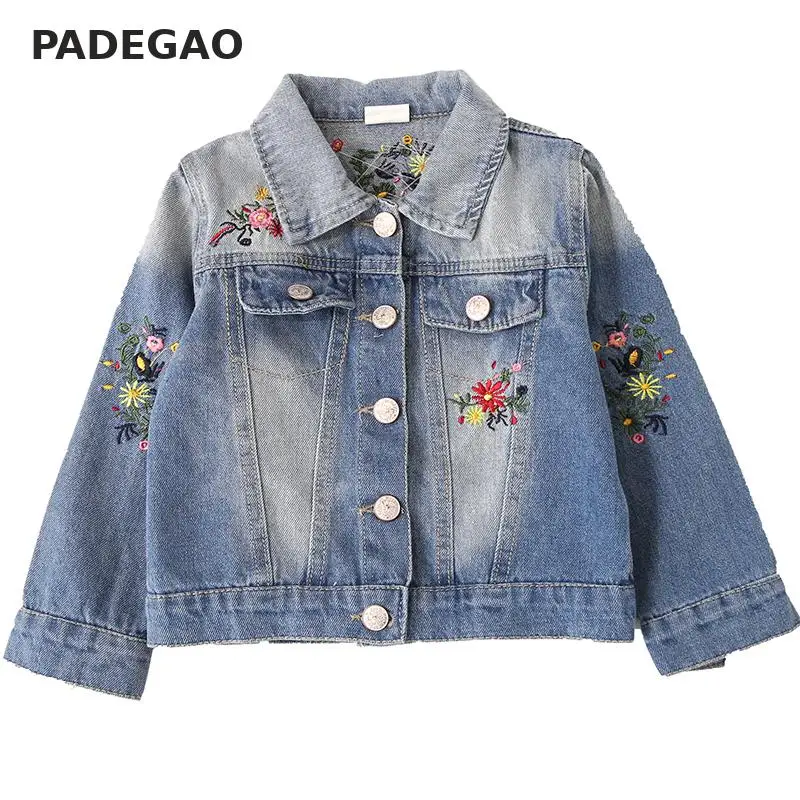 Girls Jackets Embroidery Printing Denim Jacket Coat For Kids Leisure Coats Child Clothes | Детская одежда и обувь