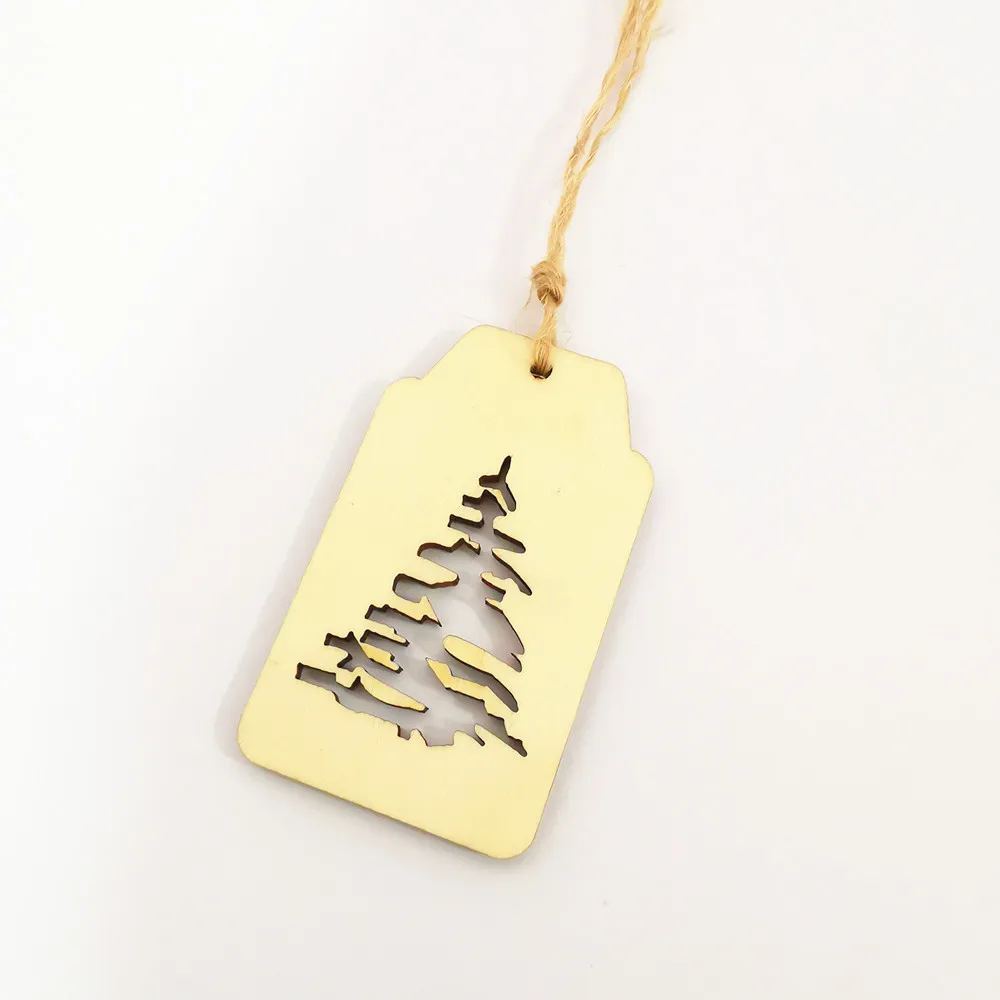 

100pcs 50X30mm Unfinished DIY Wooden Square Holly Christmas Tree Birch Blank Decorations Gift Tag Craft Shapes Embellishments