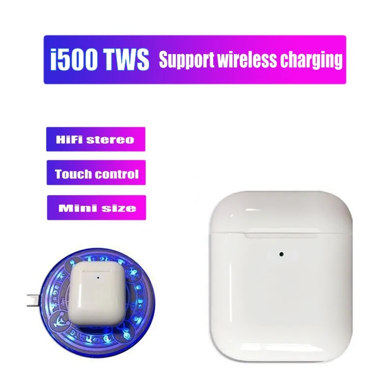 Новейшая модель i500 TWS, беспроводные наушники с Bluetooth 5,0, наушники с супер басами, беспроводные наушники, не W1 чип pk i20 i80 i100 i200 tws