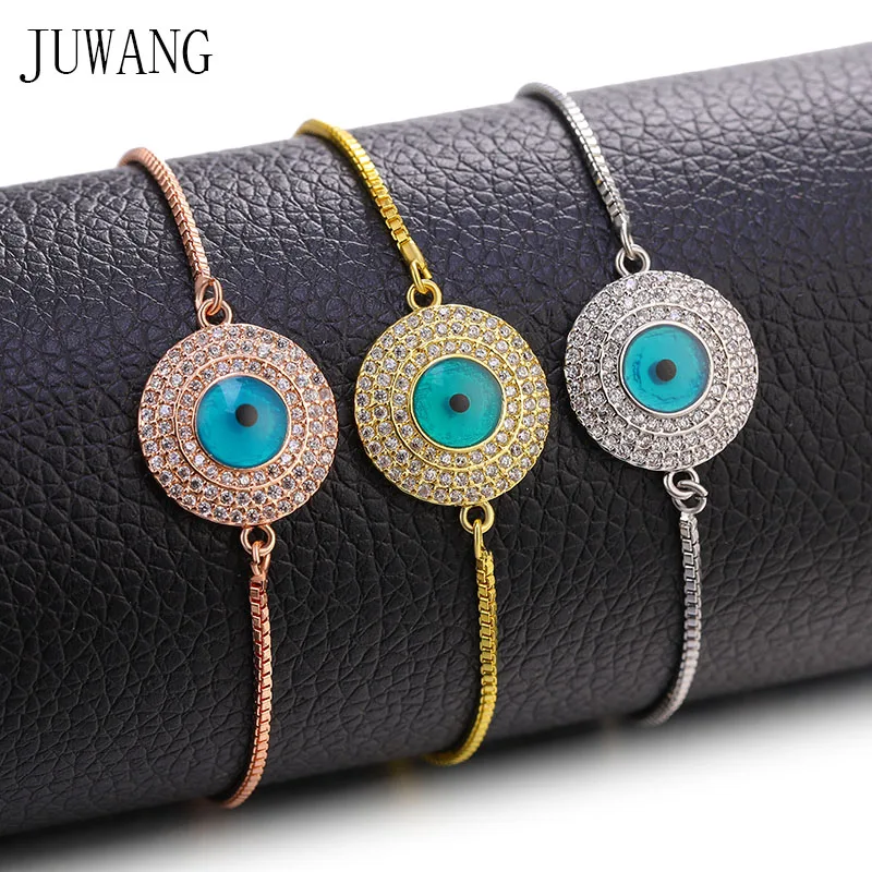 

JUWANG 2020 Handmade DIY Link Bracelets For Women Girl Gifts Evil Eye Connector Charm Adjustable Chain Bracelet Fashion Jewelry