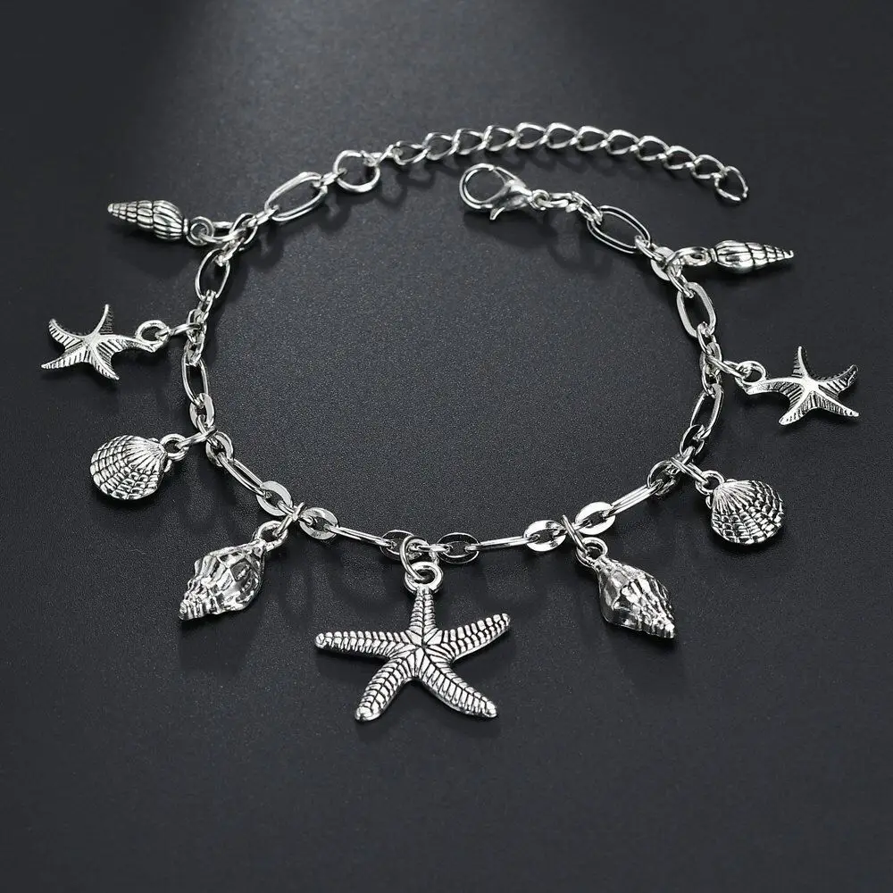 

Bohemian Vintage Anklets for Women Starfish Shell Pendant Chain Anklet Summer Beach Foot Charm Anklet Bracelet on Leg Jewelry
