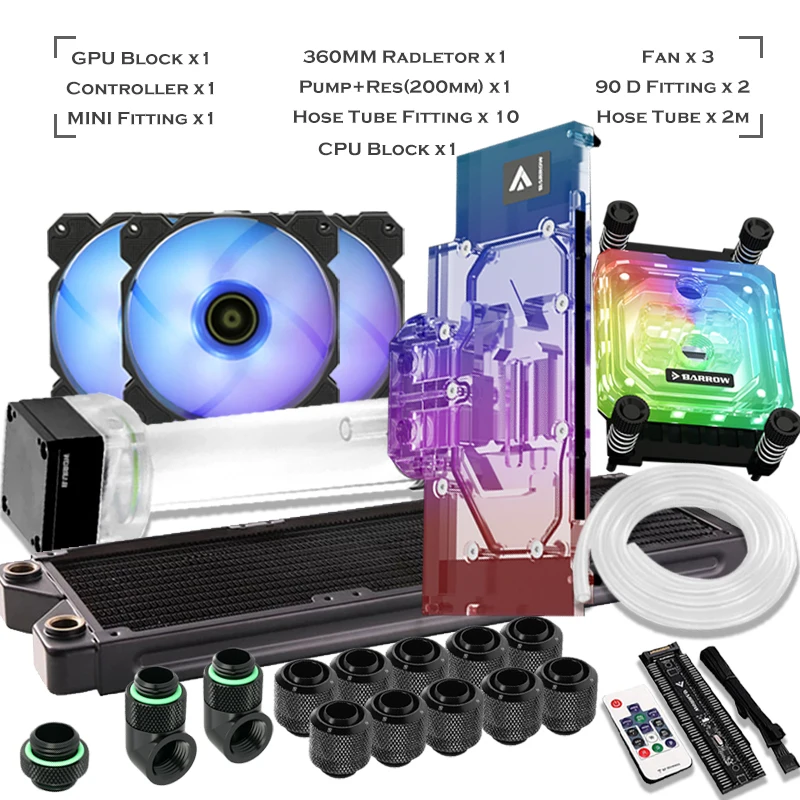 Verkaufen Barrow Computer Split Wasser Kühlung Kit RGB, CPU + GPU Schlauch Set Für INTEL/ AMD RYZEN 3/5/7/9 + NVIDIA RTX 3080/3090, Weichen Schlauch