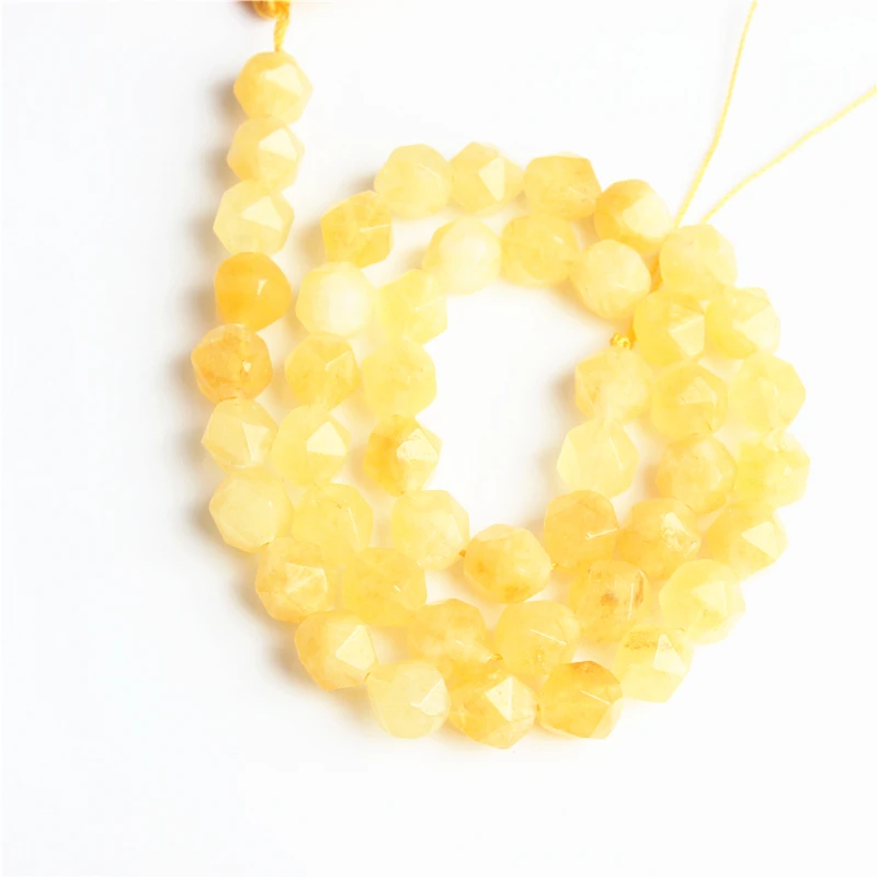 

Lingxiang naturally carves small flat Yellow Chalcedony loose beads for jewelry DIY stone bracelets and necklaces