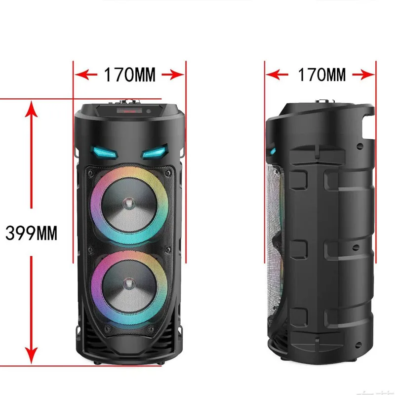 30W RGB portable bluetooth speaker wireless sound column high power stereo subwoofer party speaker with microphone karaoke USB images - 6