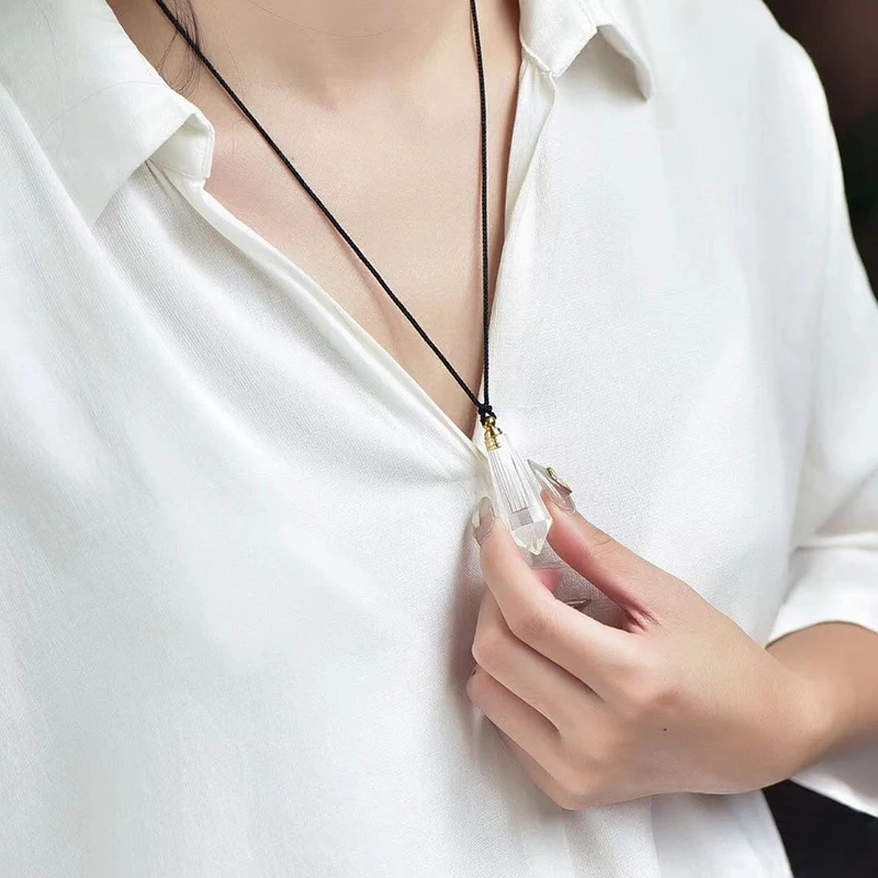 Белая подвеска с натуральным кристаллом маятниковая веревка цепочка ожерелье