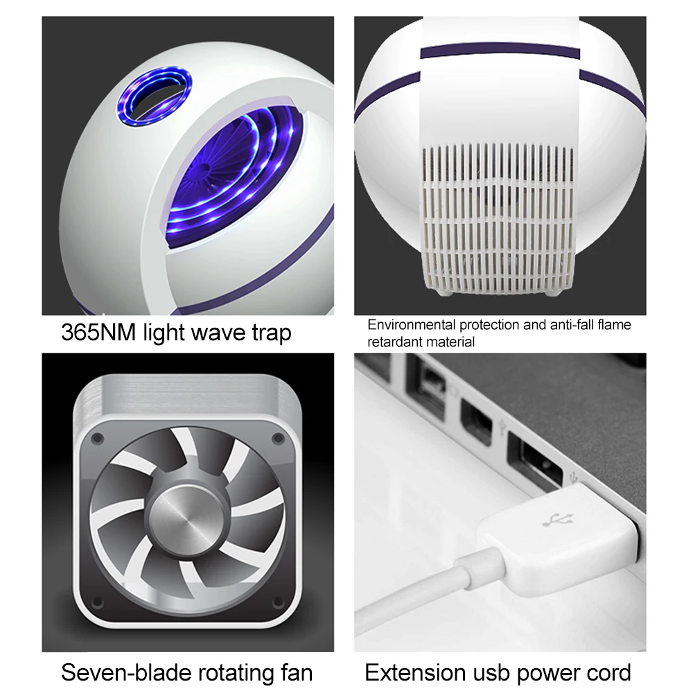 Светодиодный фотокатализатор USB лампа ловушка для мух отпугиватель убийца
