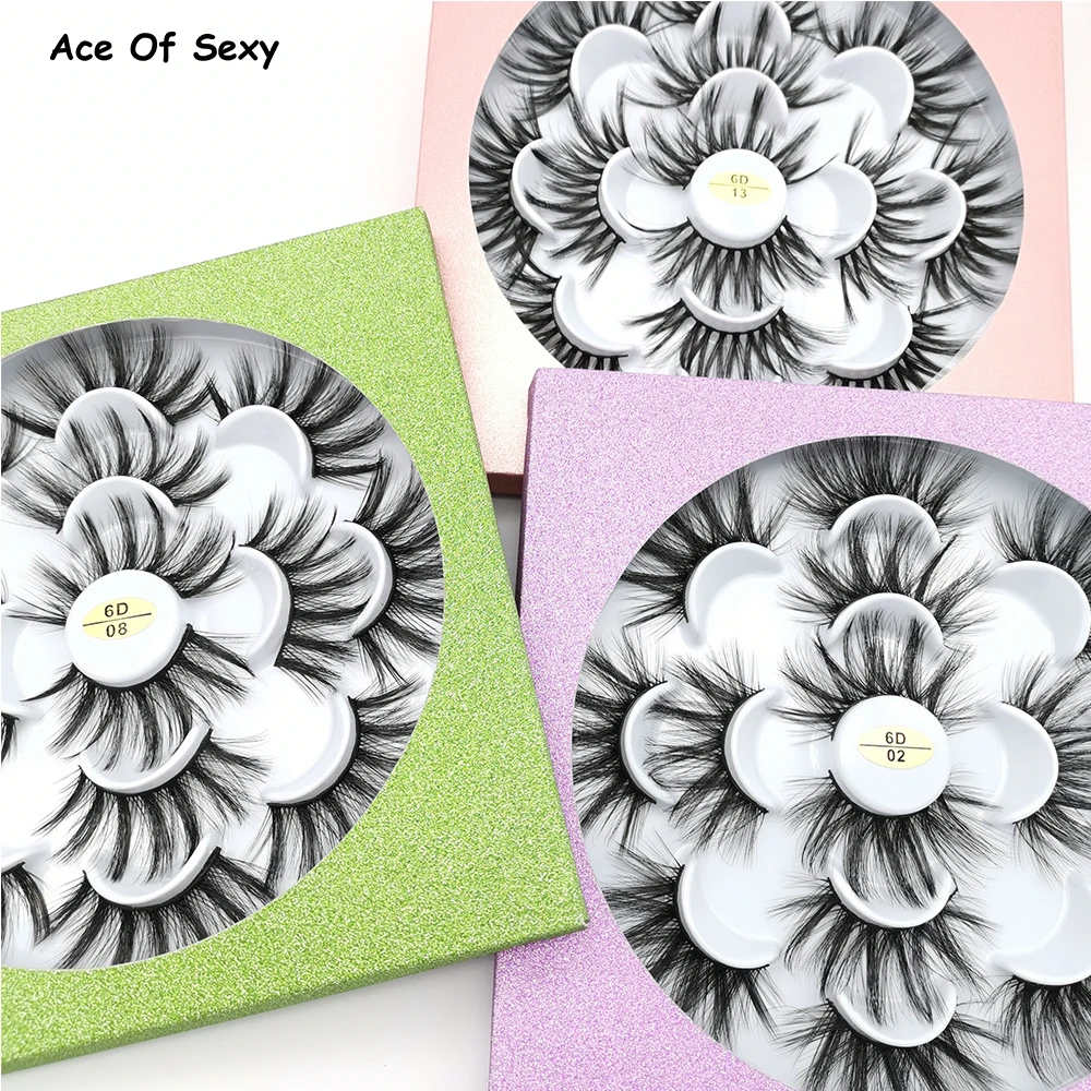 Цветные 3D ресницы из норки 7 пар накладные 25 мм густые длинные пушистые ручной