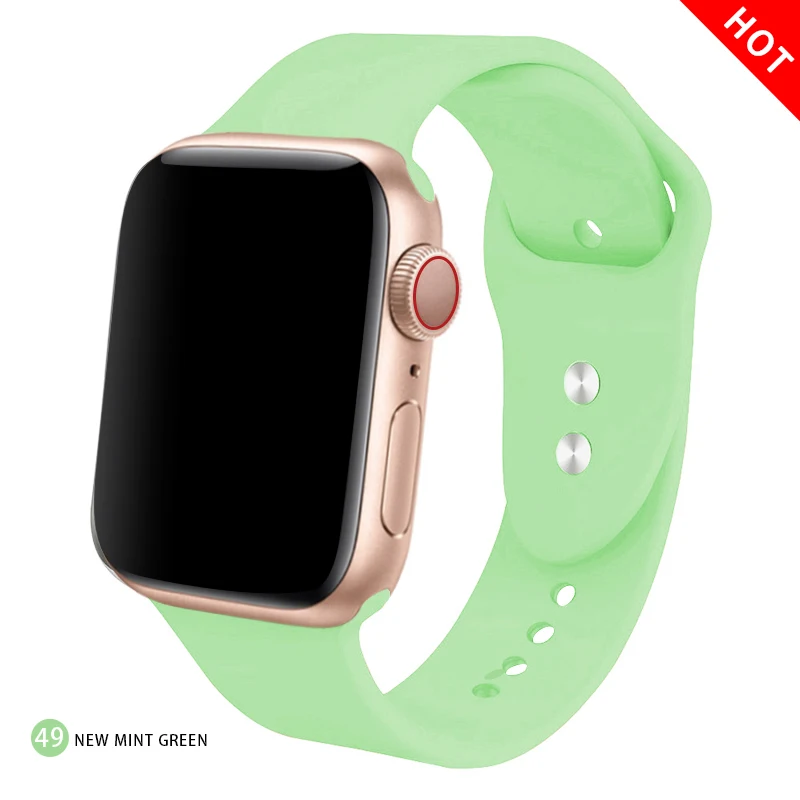 Мягкий силиконовый сменный спортивный ремешок для 38 мм Apple Watch Series1 2 3 4 5 42 мм ремешок для наручных браслетов для iWatch Sports Edition - Цвет ремешка: New mint