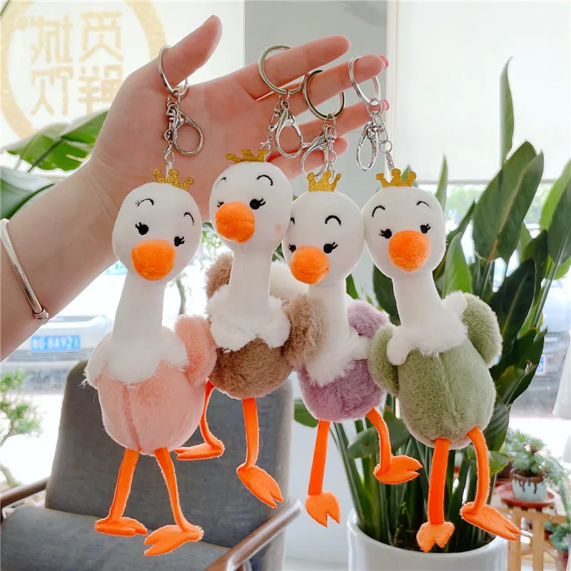 

2021 New Plush Ostrich Keychain Cartoon 15cm Cute Keyring Fashion Bag Charms Pendant Key Chains Trinket Kid Gift Keychain Charms