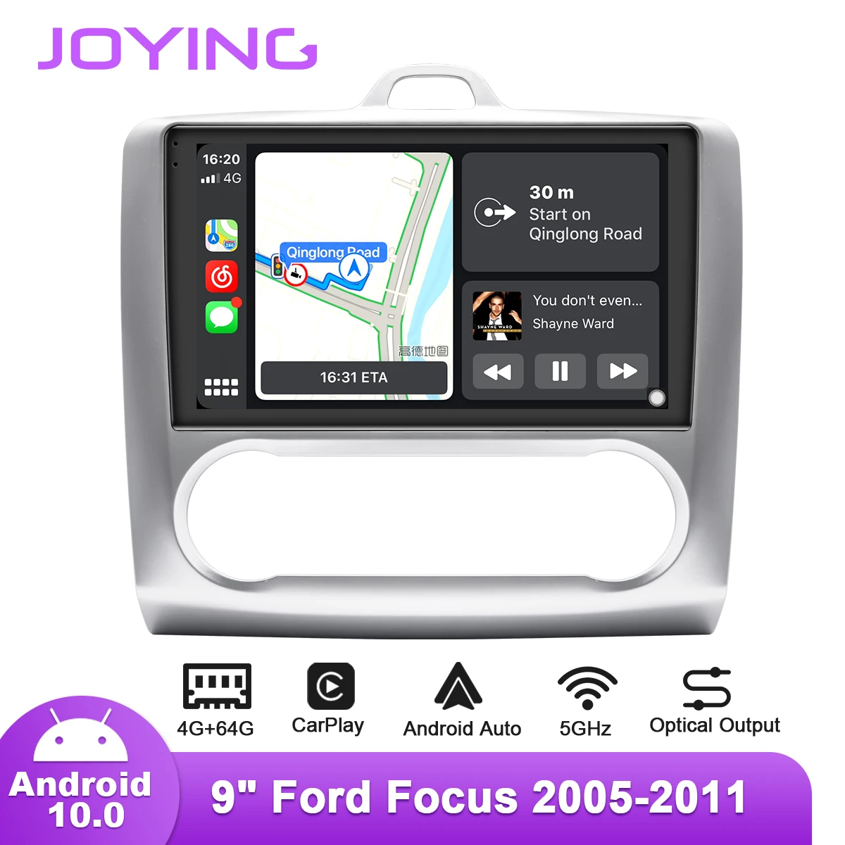 Автомобильное радио Joying 9 дюймов Android 10 для Ford Focus 2005 2012 GPS Carplay DSP SPDIF Авто Mirror link WiFi