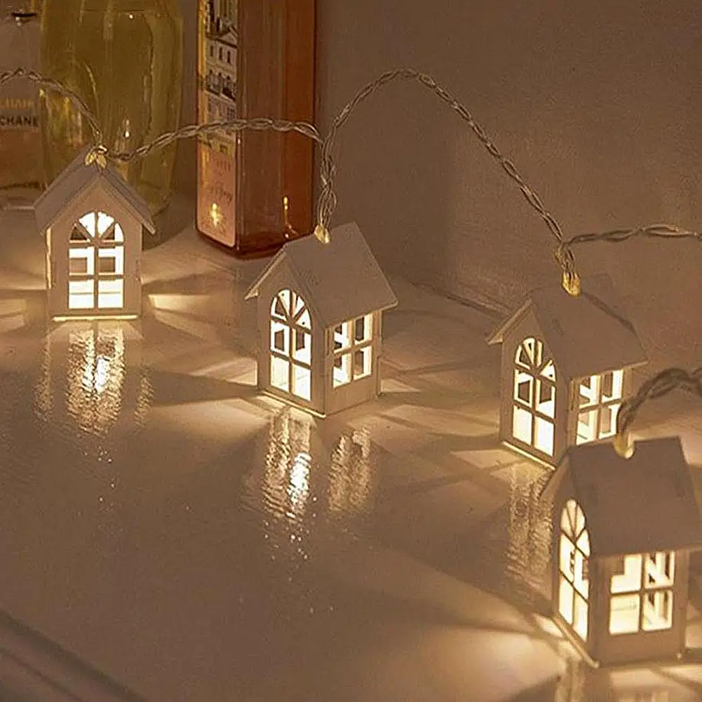 New LED Garland Wood House String Light 2m 10LEDs Room Decor String Lamp Wedding Party Holiday Fairy Lights Novelty Lamp
