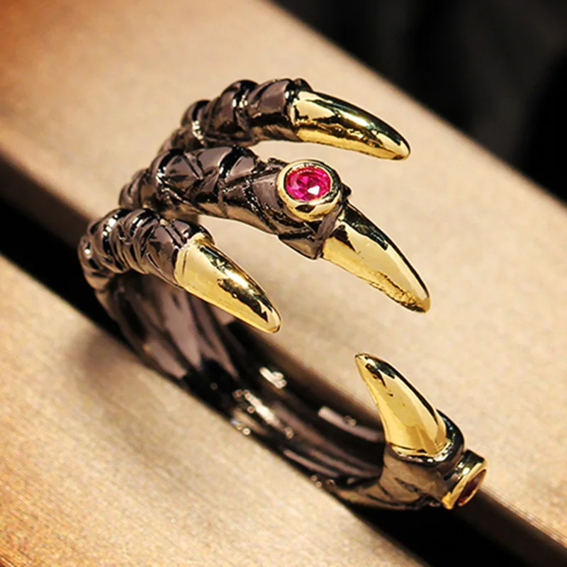 

Open End Dragon Claw Rings For Men Boho Punk Rings With Rhinestone Party Daily Fashion Jewelry Men Ring