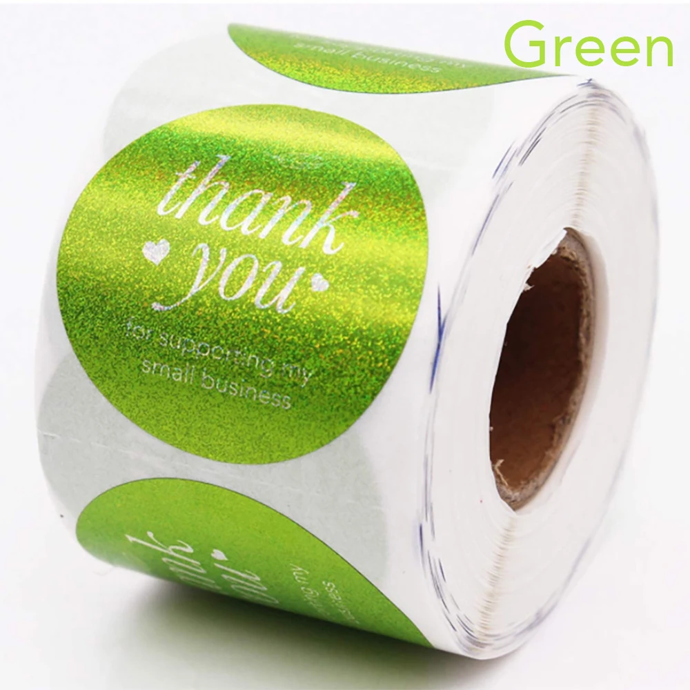 

500pcs/roll 3.8cm Glitter Rose Gold Laser Thank You Stickers Business Wrapping Party Gift Decorative Sealing Label
