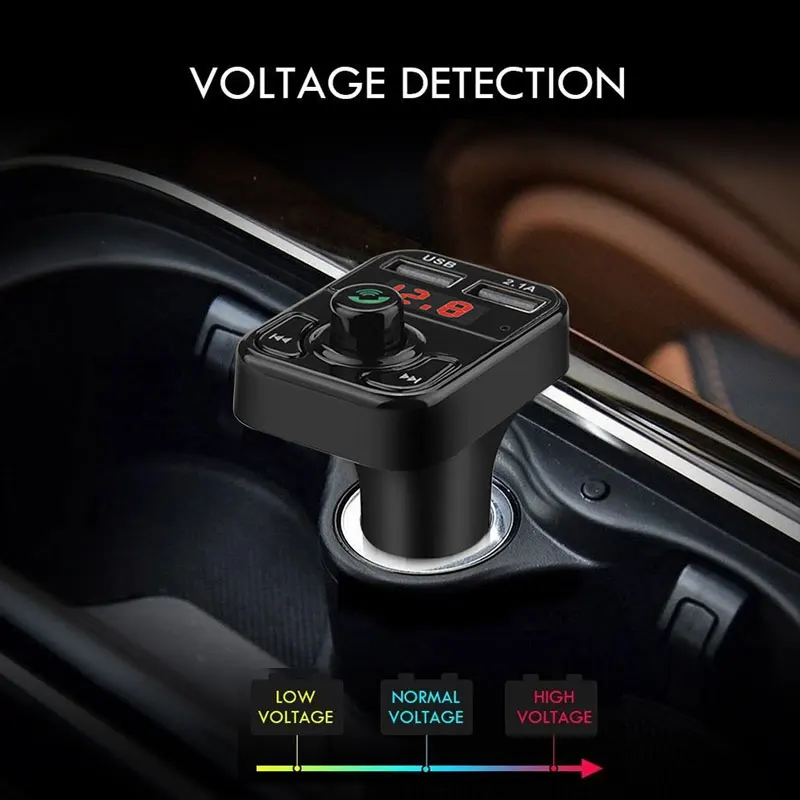 Universal Wireless Adapter Bluetooth V3.0 Car FM Transmitter A2DP DC 12-24V MP3 Player Voltage Detection Dual USB Fast Charge | Автомобили