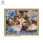 The three kittens 11CT печатная ткань 14CT Счетный холст DMC китайские наборы для вышивки крестиком вышивка рукоделие украшение дома