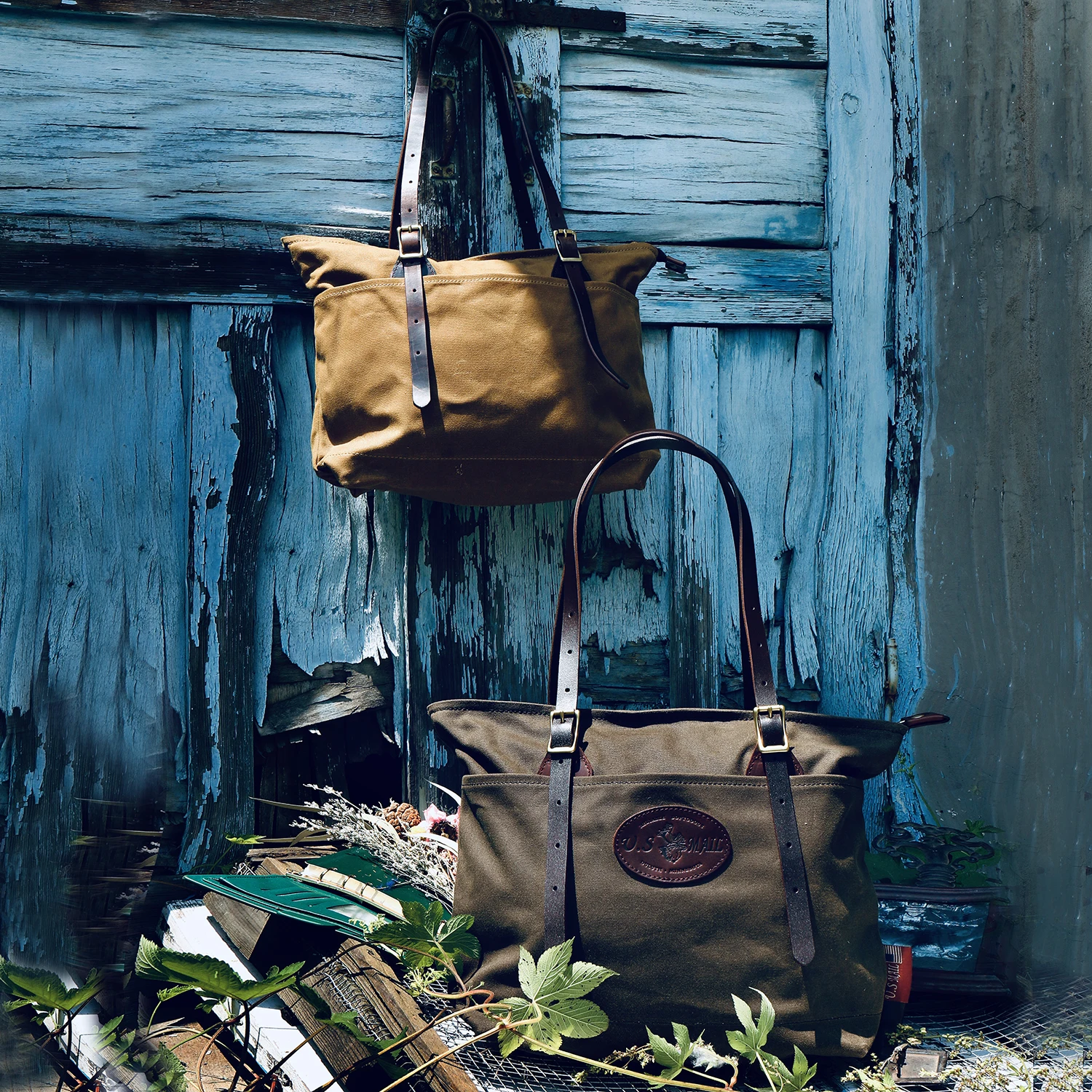 

44x CD573 Size 33 X 11cm Super Quality Genuine Cowhide & 22oz Wax Canvas Water Proof Vintage Tote Bag