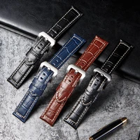 embossed bamboo pattern genuine leather watchbands business men watch bracelet accessories cowhide straps 20mm 22mm 24mm 26mm