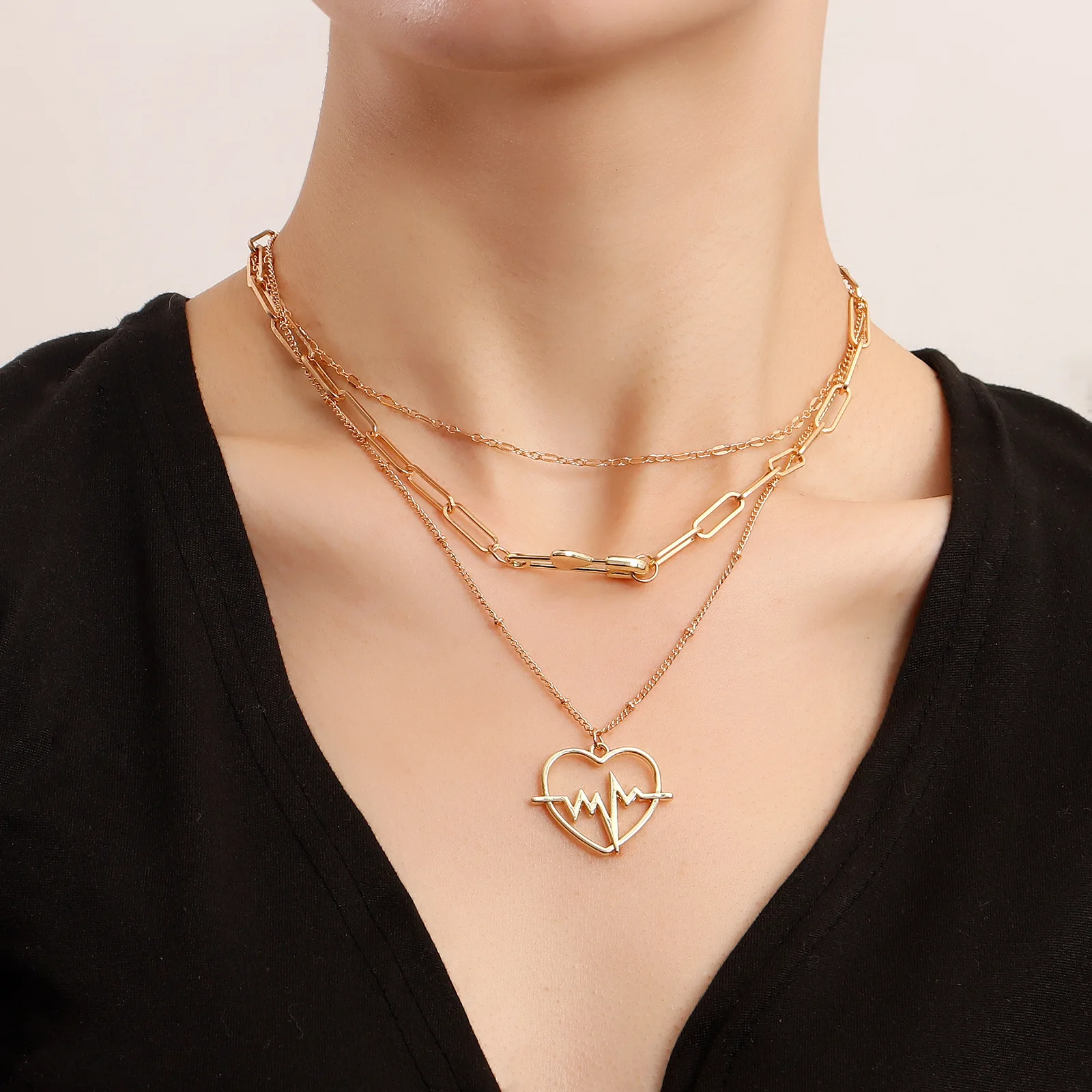 

Женское многослойное ожерелье с подвеской-булавкой