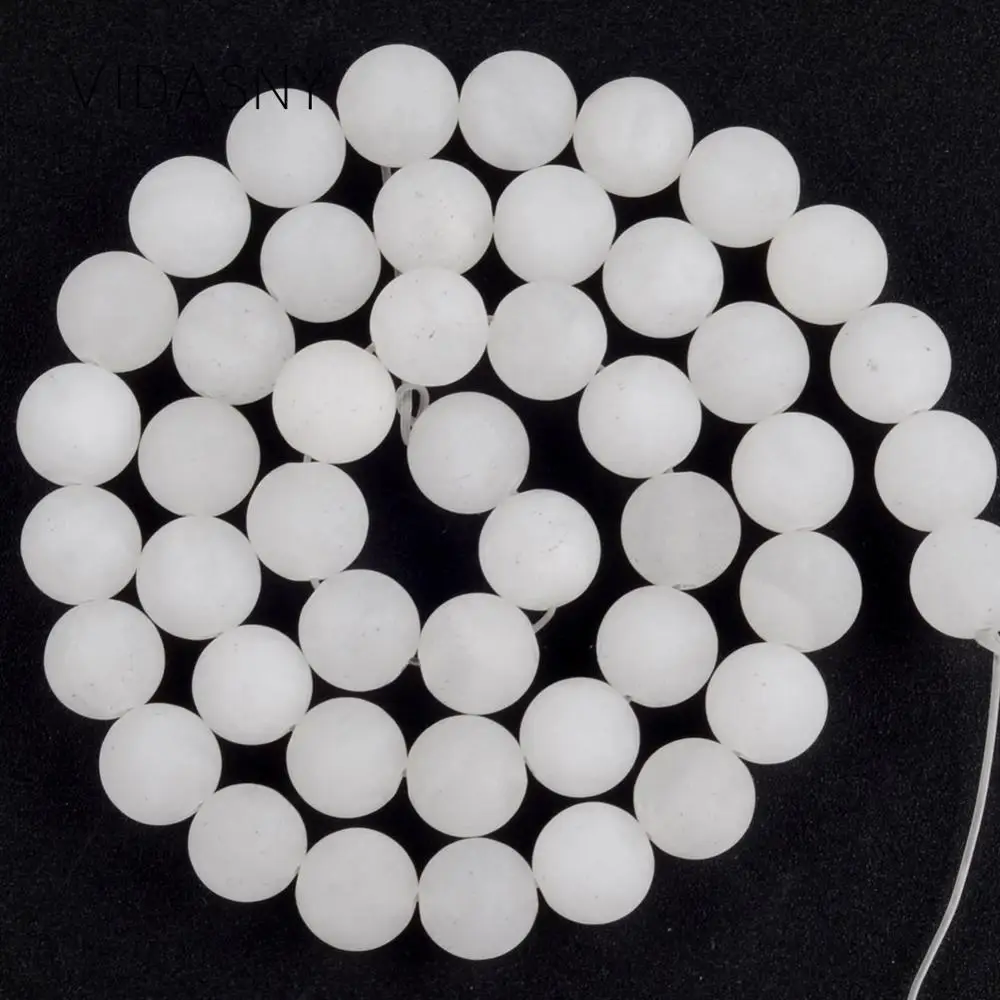 

Natural Gem Matte White Jades Round Beads For Jewelry Making 4 6 8 10 12mm Dull Polished Loose Beads Diy Bracelet Necklace 15''