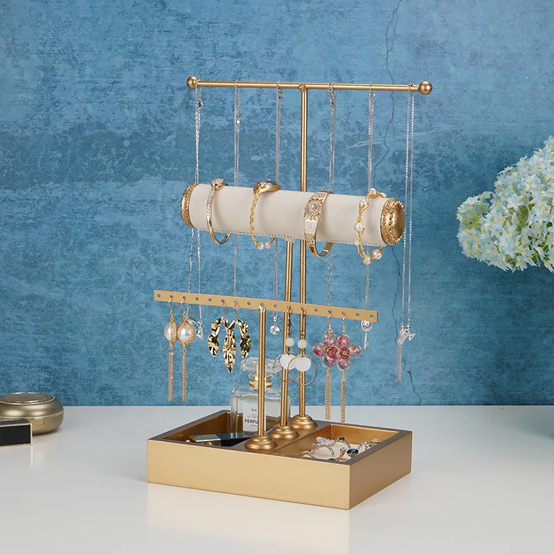 Women Desk Jewelry Organizer Necklace Earring Storage Box Ring Bracelet Holder Gold Watch T-bar For Shop Store Display Stand | Украшения и