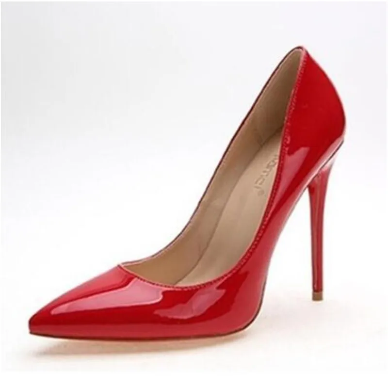 

Hot Selling Women Shoes Pointed Toe Pumps Patent Leather Dress Red 11CM High Heels Boat Shoes Shadow Wedding Shoes Zapatos Mujer