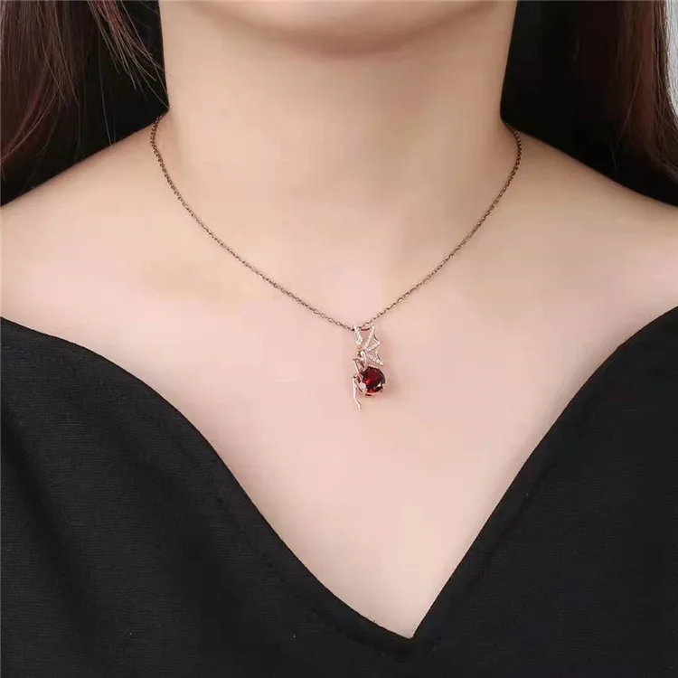 Pigeon blood 8mm Natural Garnet Pendant 925 pure silver exquisite gift gold jewelry jade necklace sterling | Украшения и