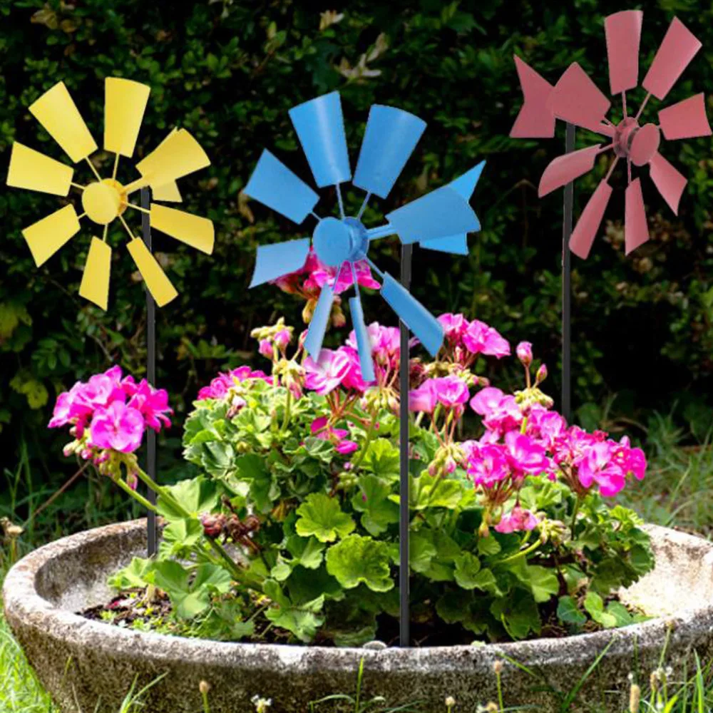 

Villa Decoration Garden For Patio Lawn Outdoor Plug-in 66CM 1Pc DIY Iron Rotary Windmill