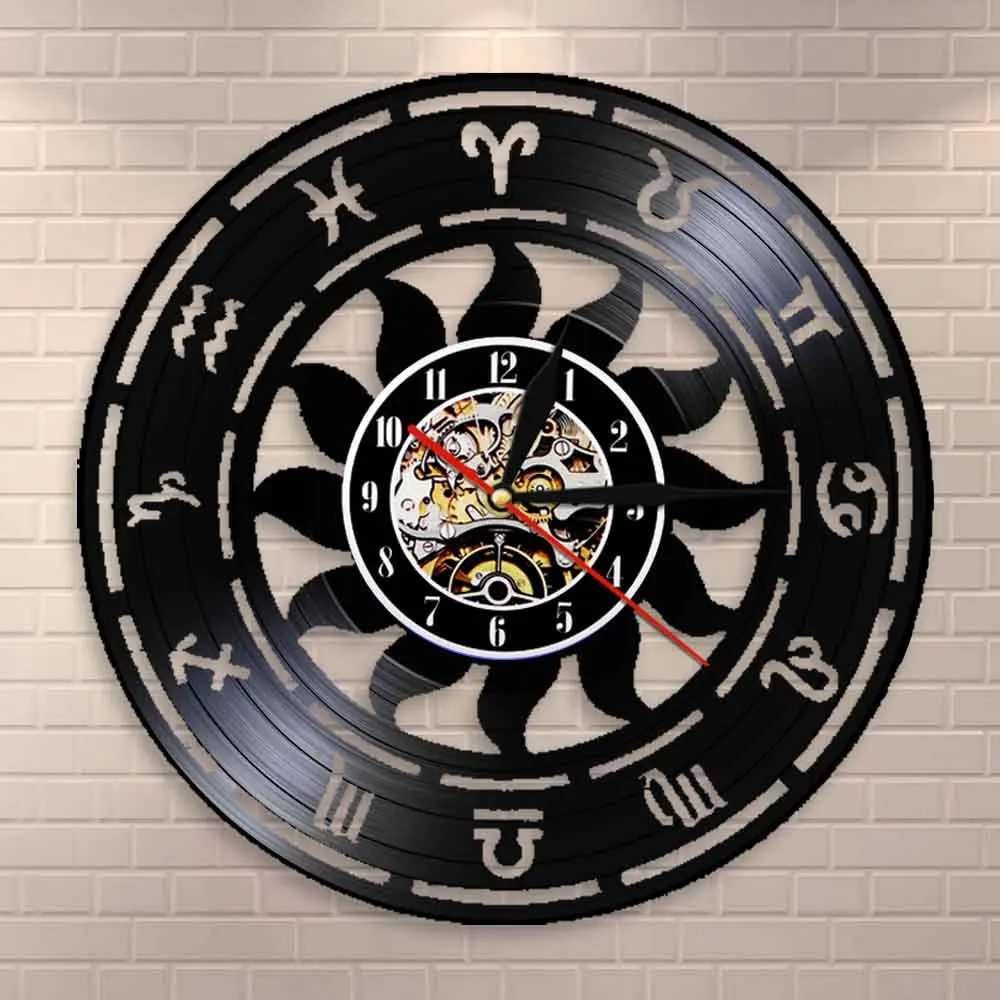 Настенные часы с астрономией и зодиака для домашнего декора виниловая запись