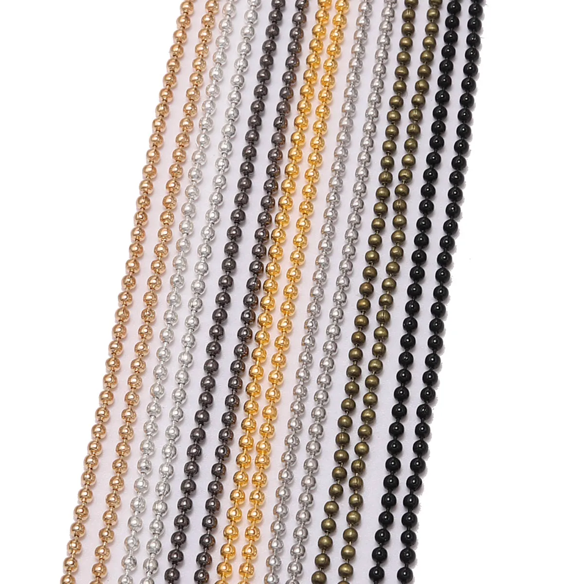 

5 m/Lot 1.2/1.5/2mm Gold Black Bronze Color Metal Ball Beads Chains for DIY Necklaces Jewelry Making Findings Accessories