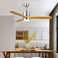 american modern household living room led wood fan blade ceiling fan lamp high quality iron art restaurant fan hanging light