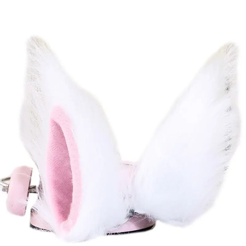 

Adult Kids Lolita Anime Cosplay Costume Hairpins Solid Color 9cm Fluffy Plush Long Pointed Cat Wolf Ears Hair Clips Prop