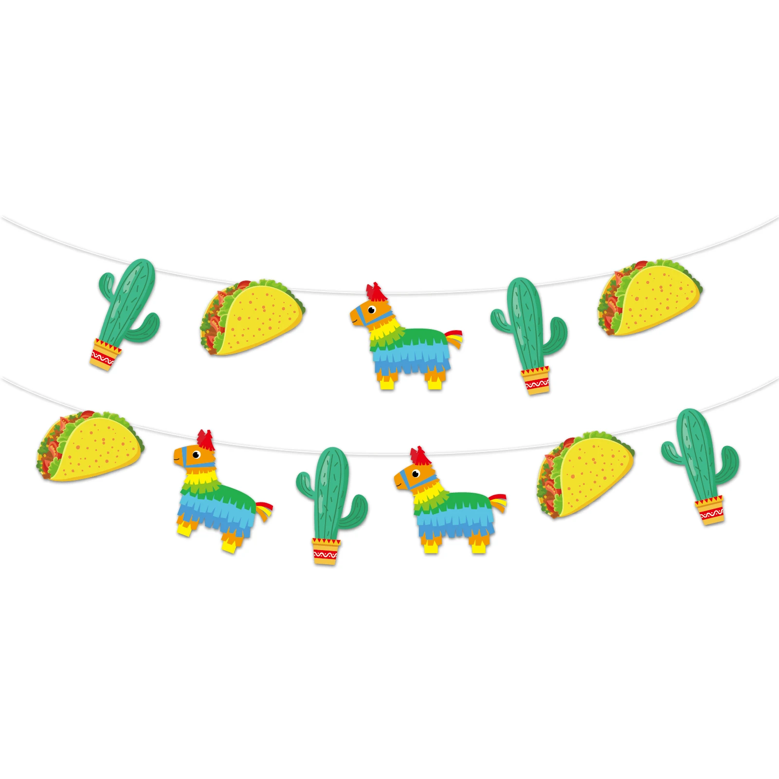 

BA268 Cactus Alpaca Hot Dogs Cinco De Mayo Mexican Party Carnical Design Paper HAPPY BIRTHDAY Party Flag Wall Hanging Banner
