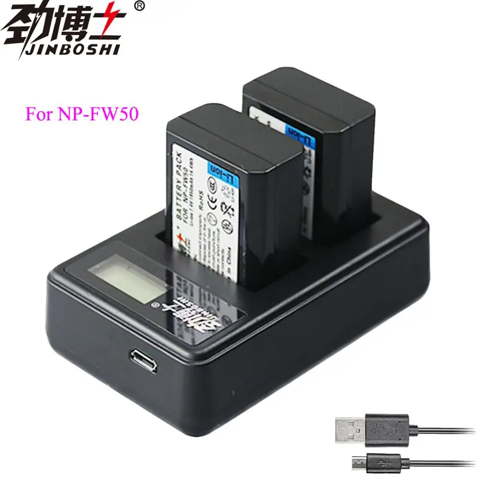 Аккумулятор JINBOSHI 2x аккумулятор NP FW50 с ЖК экраном 1950 мАч USB зарядное устройство для