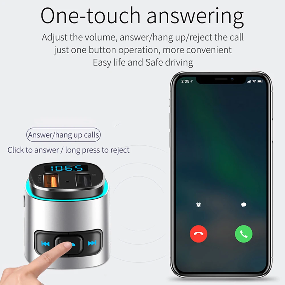 Автомобильный Универсальный Bluetooth FM-передатчик беспроводной FM-радиоадаптер QC3.0 с