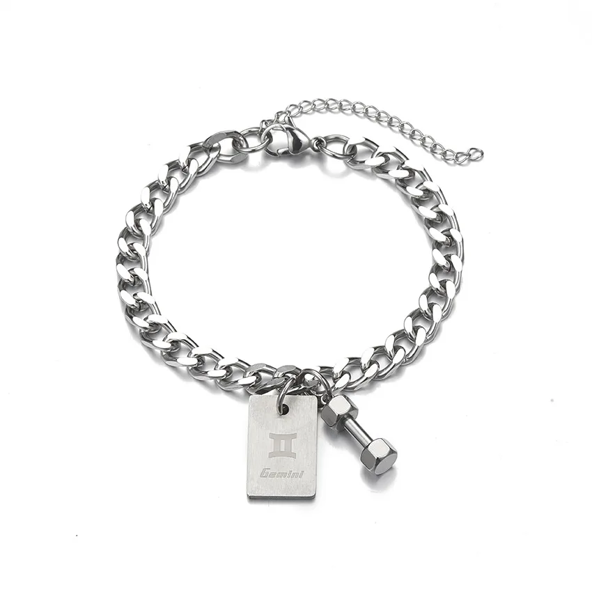 

Модные Созвездие гантели браслет из нержавеющей стали мужские роскошные панковские браслеты с подвесками на День святого Валентина Личный...