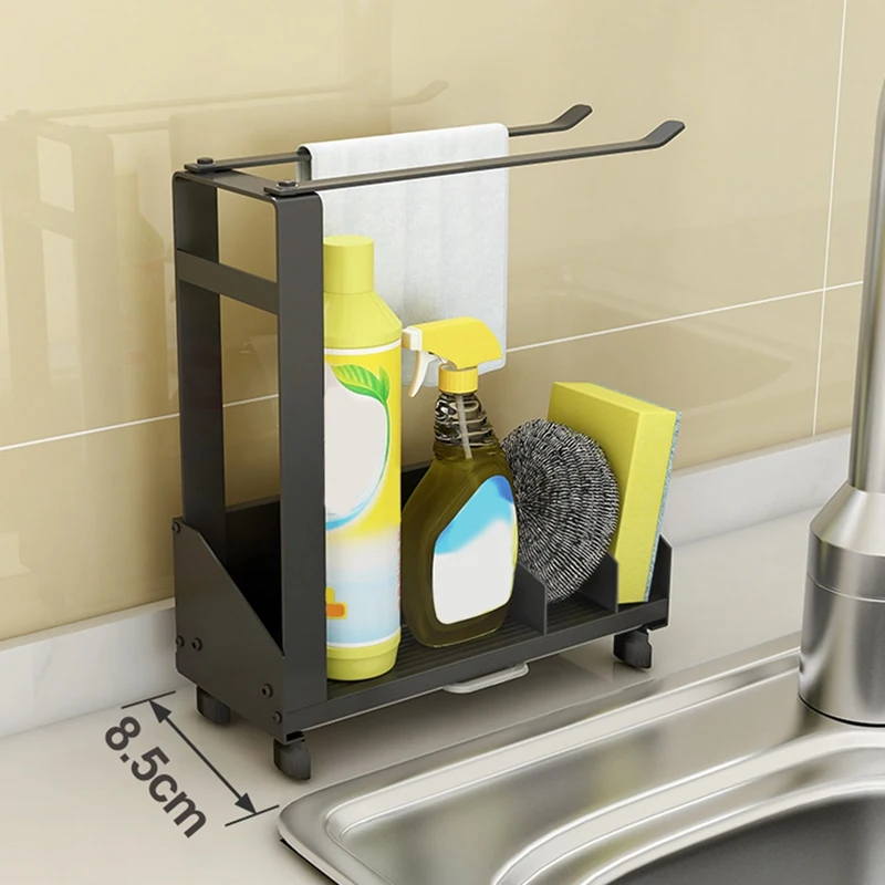

Sponge Holder,Kitchen Sink Caddy Organizer,Towel Rack, Brush Soap Dispenser Holder,with Removable Tray and Silicone Mat