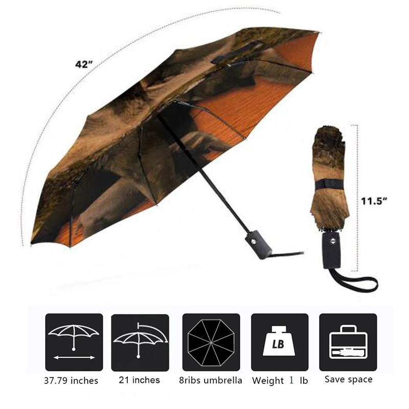 Зонт От Дождя Складной с УФ защитой и Рисунком Слона|Зонтики| |