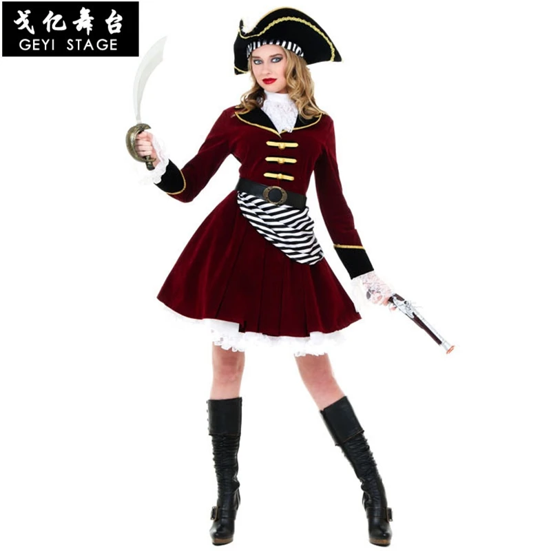 

Новые Сексуальные женские пиратский карнавальный костюм нарядное сценический костюм женский Пираты Карибского моря капитан, для косплея; ...