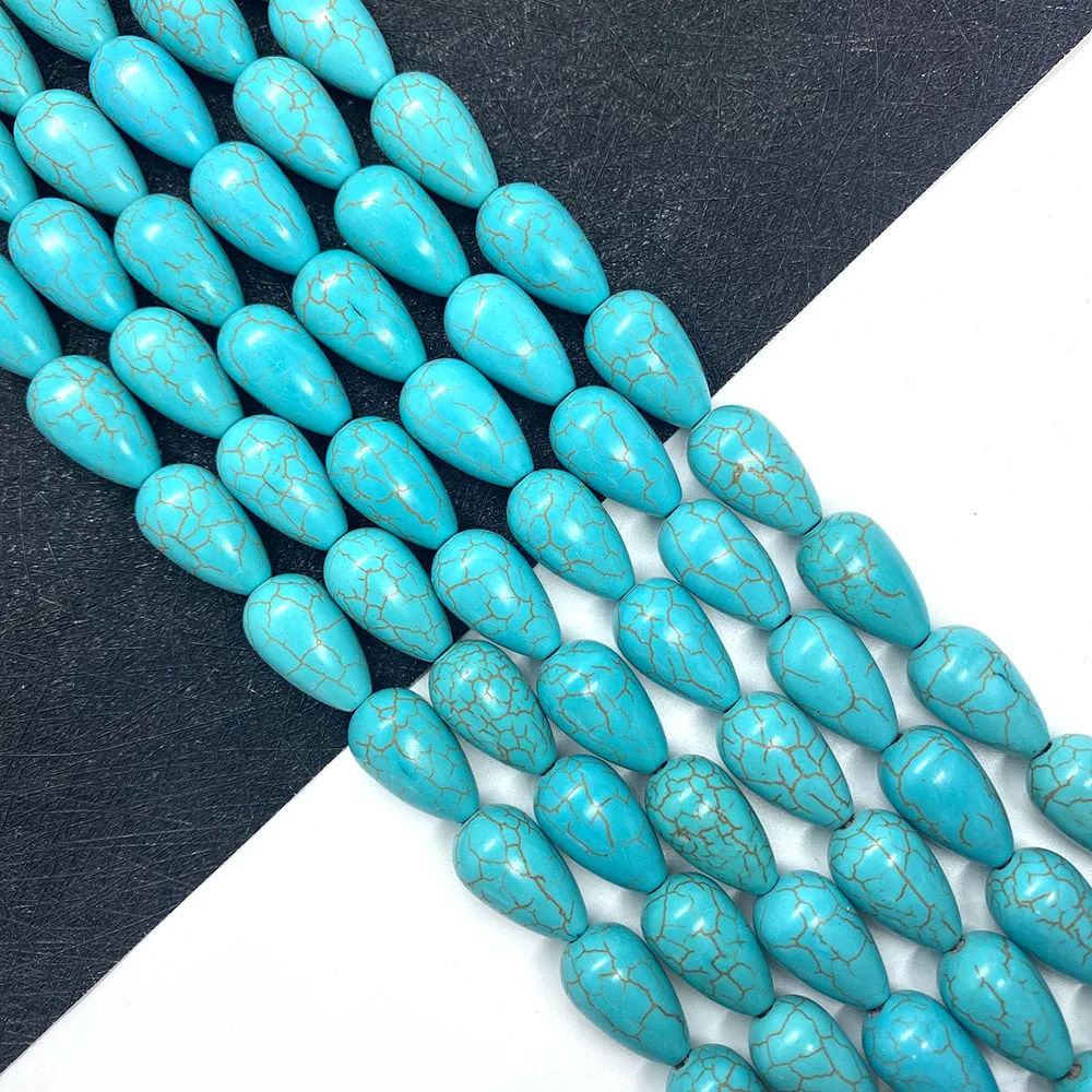 

Blue Turquoise Beads 10x17mm Straight Hole Water Drop Turquoise Loose Beads DIY Handmade Necklace Bracelet Jewelry Accessories