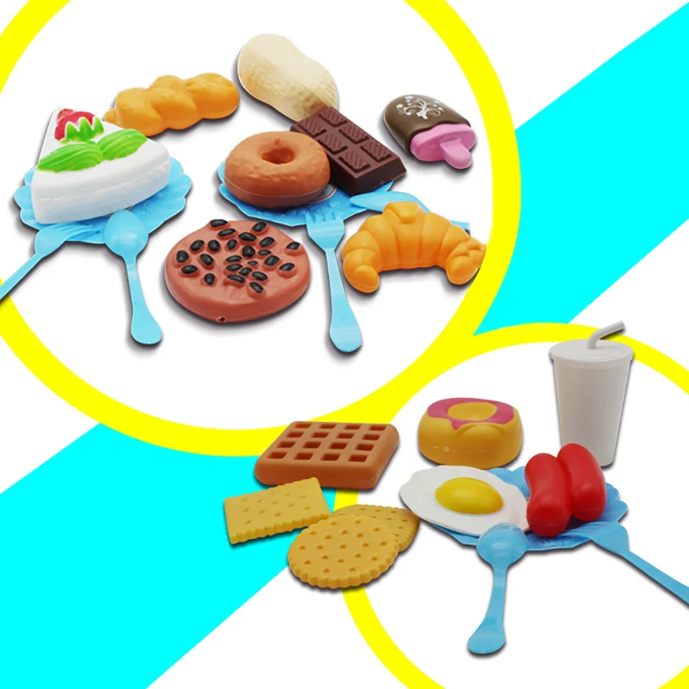 

Plastic Fast Food Playset Mini Hamburg French Fries Hot Dog Ice Cream Cola Food Toy for Children Pretend Miniature Food