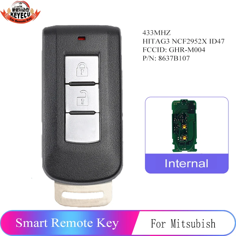 KEYECU 8637B107 без ключа Go Смарт дистанционные брелки для ключей 2B 433 МГц HITAG3 NCF2952X ID47 чип