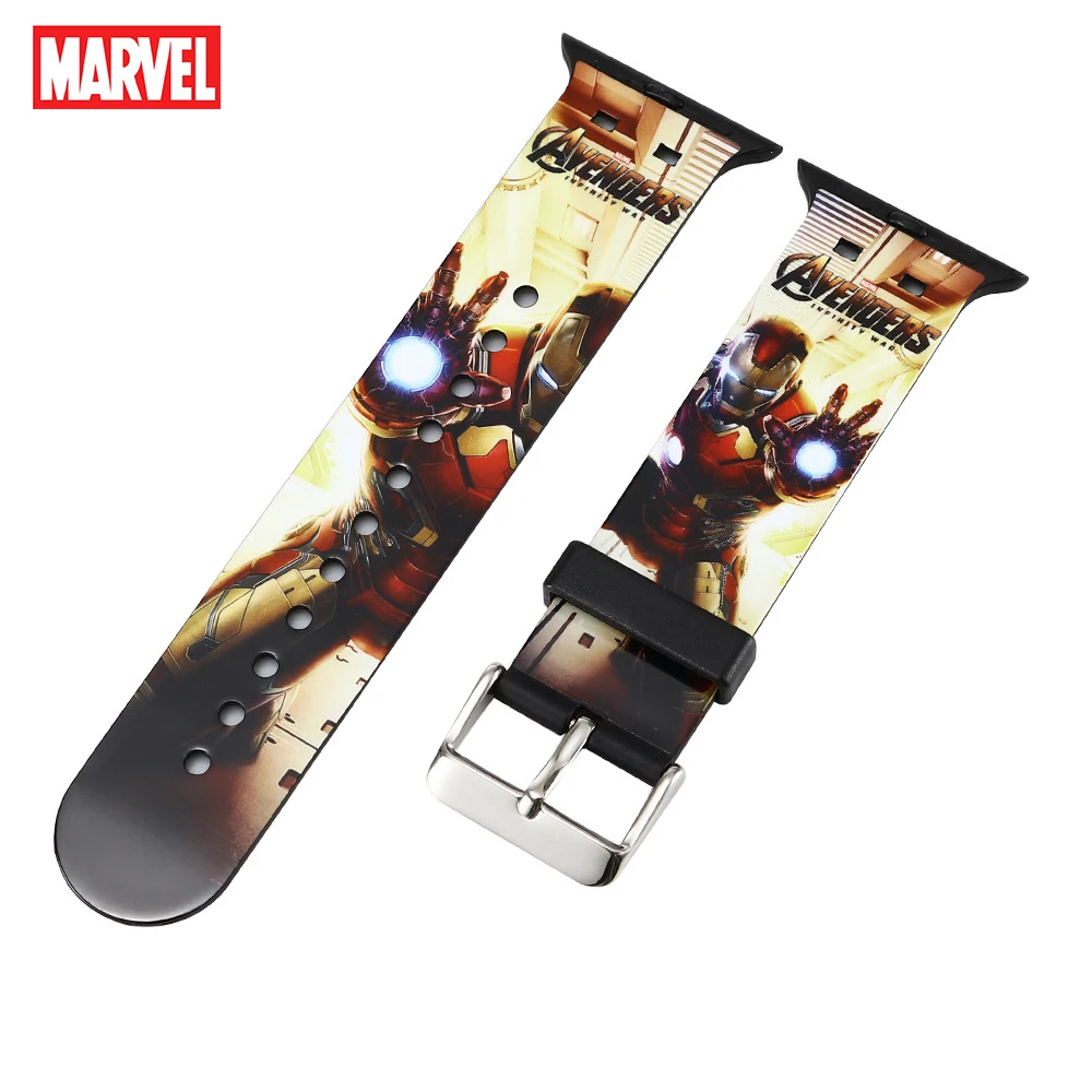 Marvel Железный человек ремешок для наручных часов Apple Watch 38 40 мм 42 44 Резиновый Smartwatch