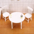 Миниатюрный Кукольный домик, модель стула, украшение для кукольного дома, кукольный домик, белый круглый стол