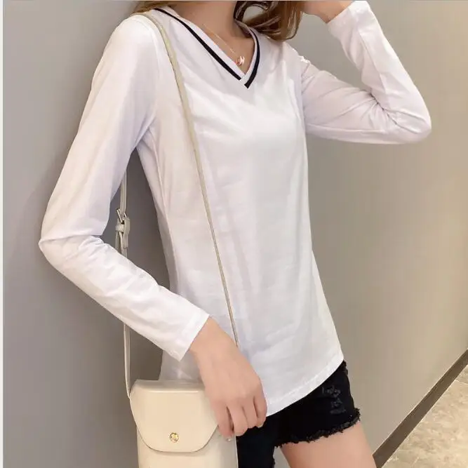 Высокое качество свитера с v образным вырезом длинными рукавами пуловер женский