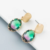 exquisite shinning colorful big ellipsoid rhinestone waterdrop pendant earrings for women ladies long earrings accessories