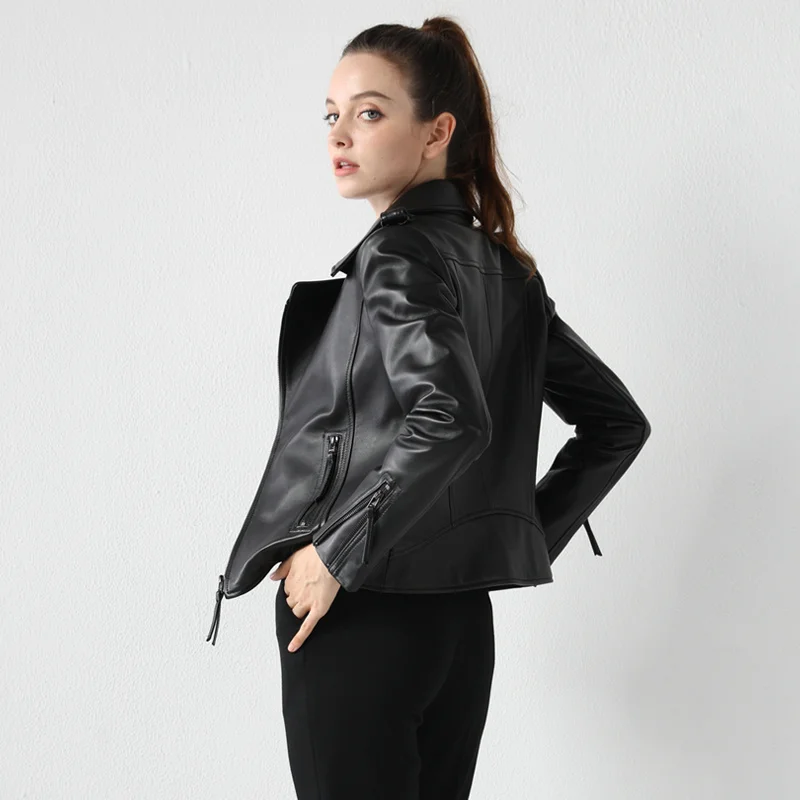 

SHZQ Small Leather Women's Short Leather Coat 2021 Autumn New Korean Locomotive Sheep Leather Jacket