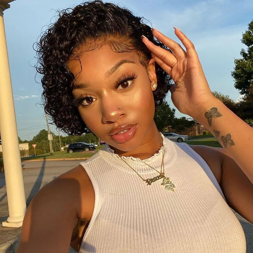 

Synthetic Short Bob Kinky Curly Lace Front Wig For Women Pre-plucked Heat Resistant Fiber Wigs With Baby Hair Cosplay Daily Wear