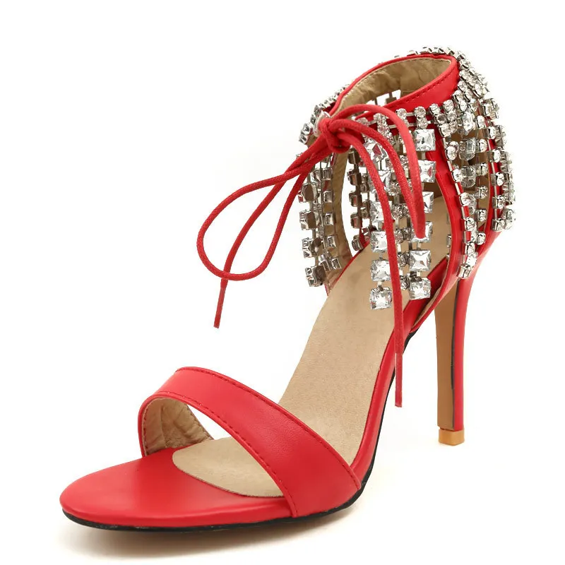 

Large size women's shoes 40-46 Rhinestone tassel bag with leather wedding shoes sandals